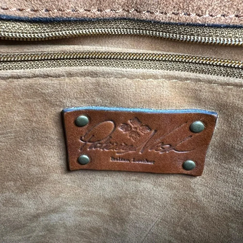 Patricia Nash Salerno Shearling Fur Saddle Crossbody Bag‎ Chocolate Brown Boho